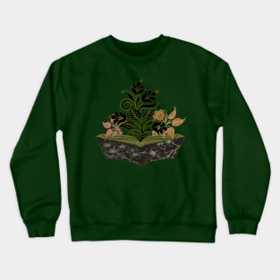 Flowers Growing From Books. black style Crewneck Sweatshirt